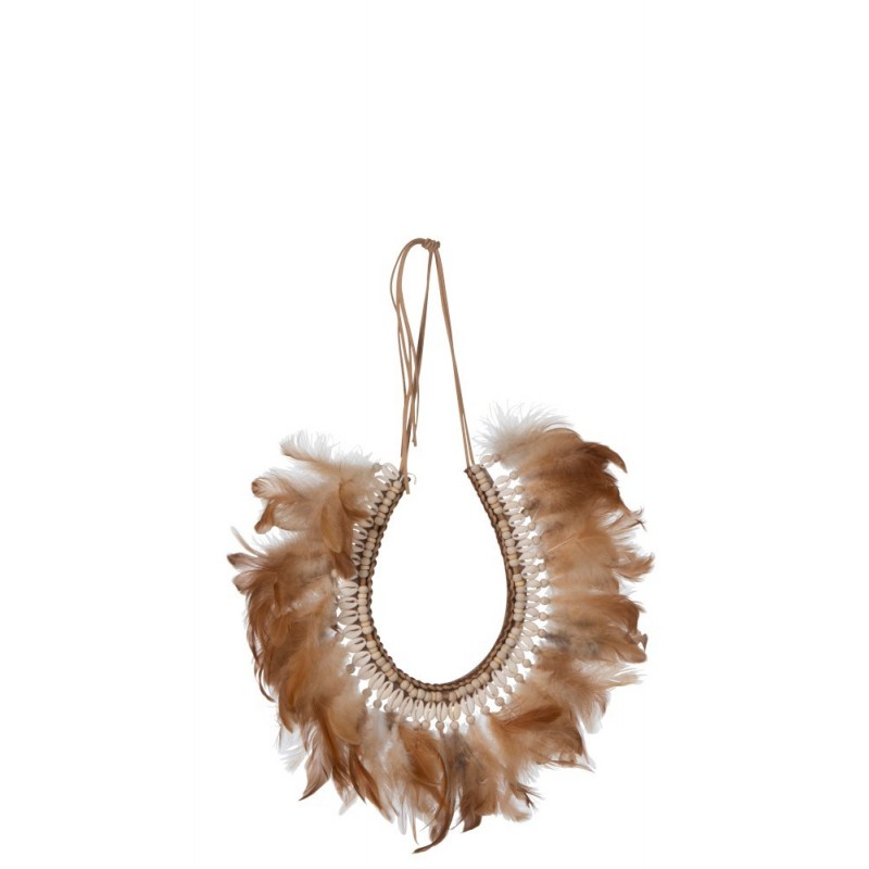 Collier plumes/coquillages rouille Collier plumes/coquillages rouille