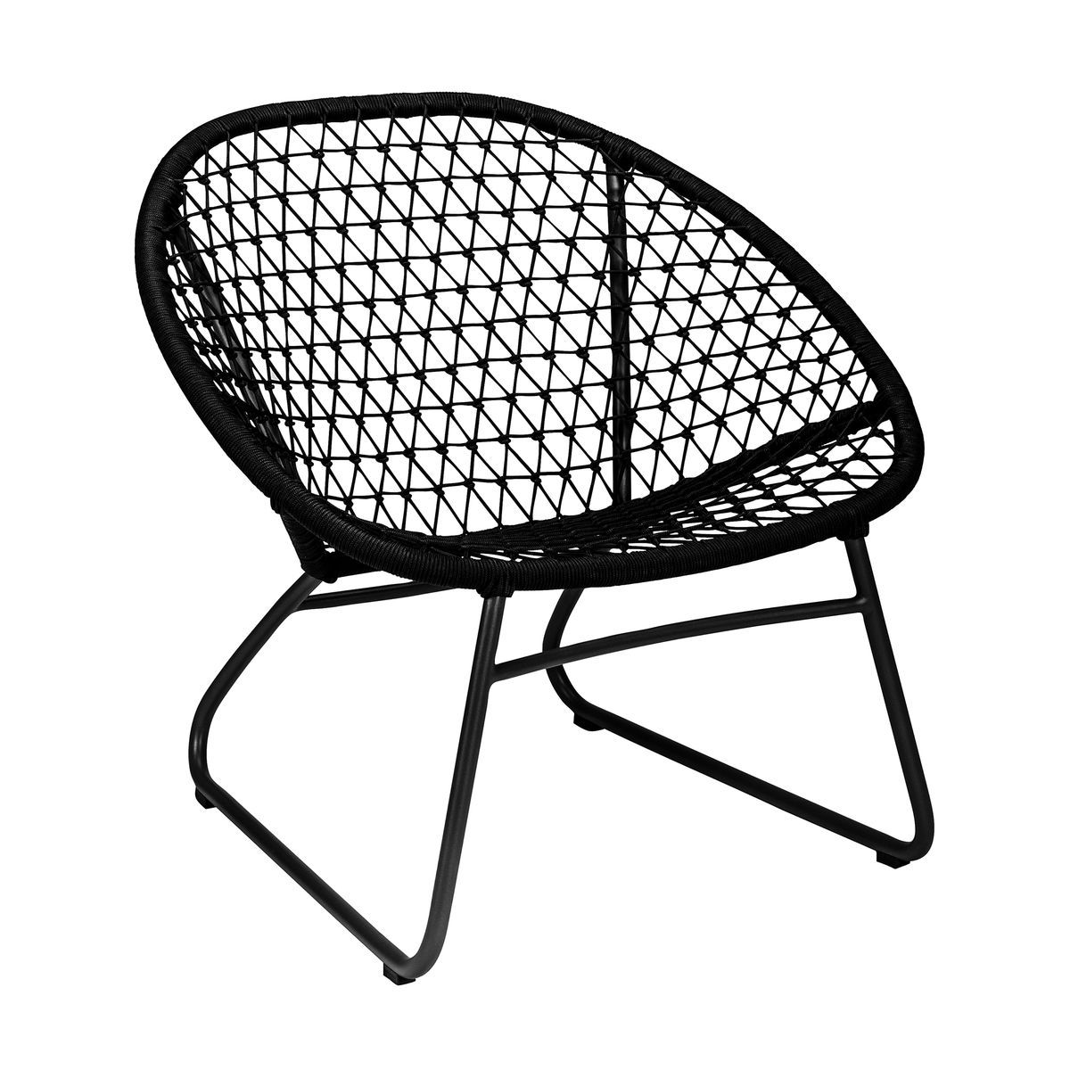 Fauteuil lounge extérieur en polypropylène et pieds en métal noir