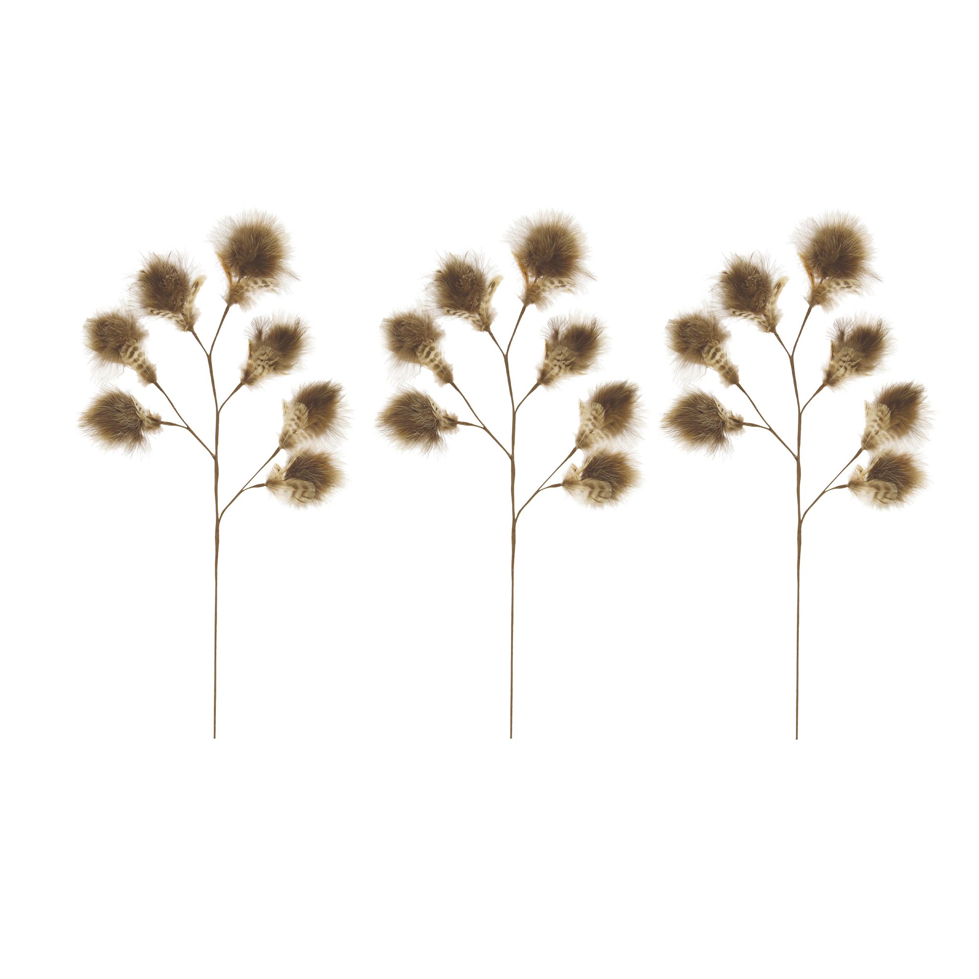 Set de 3 fleurs en plumes de faisan h70cm