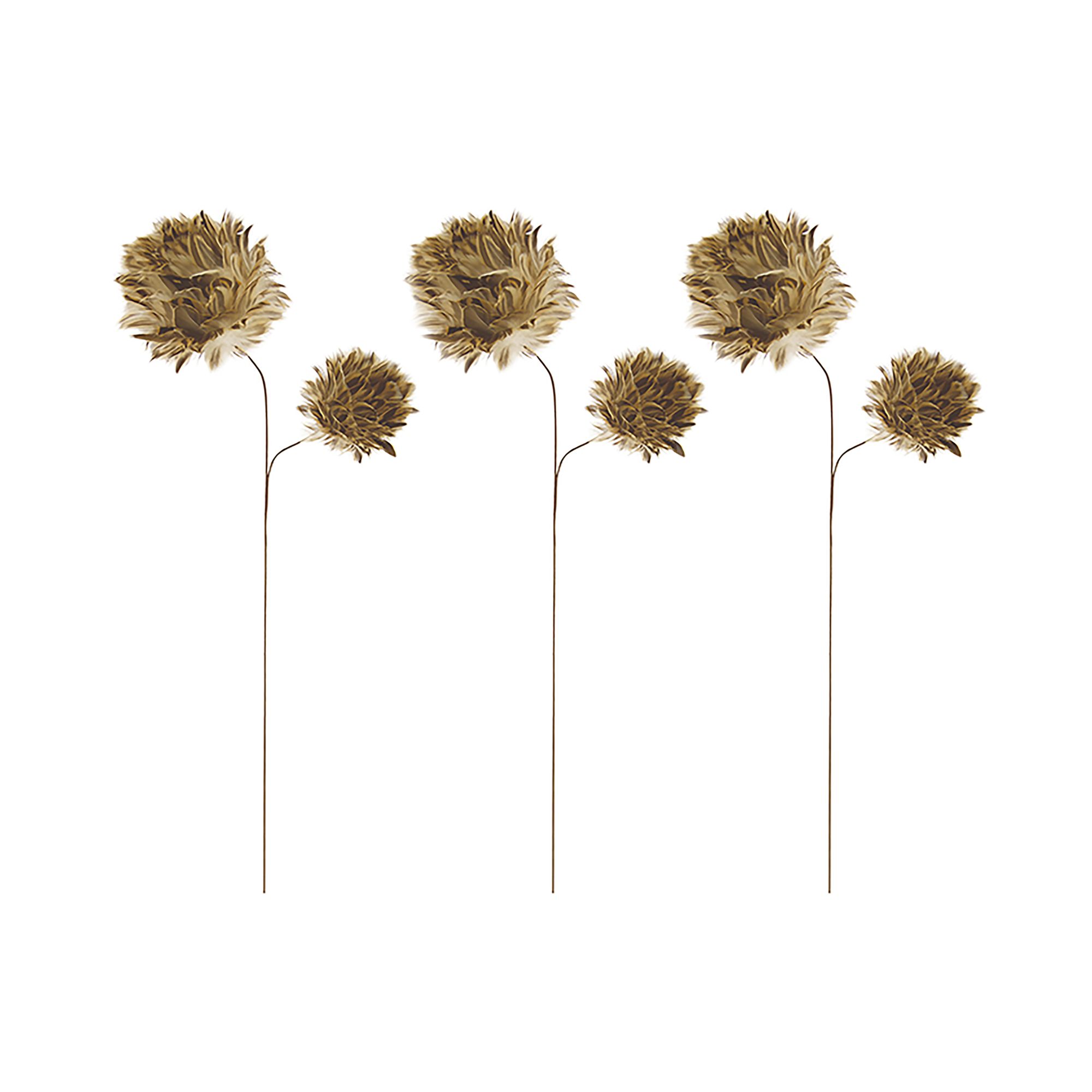 Set de 3 fleurs en plumes de canard h70cm