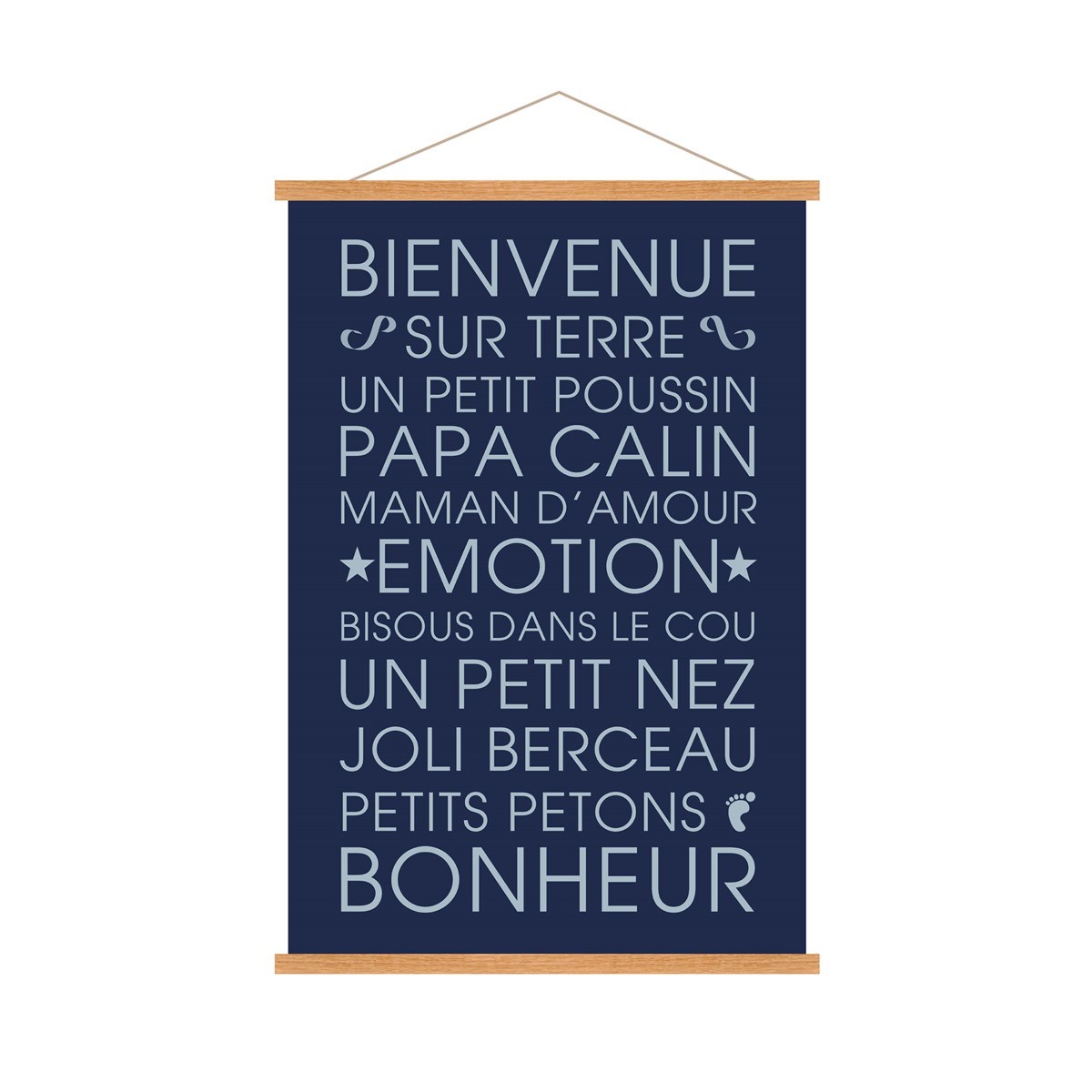 Affiche Kakemono Bienvenue en Toile Bleu nuit Affiche Kakemono Bienvenue en Toile Bleu nuit