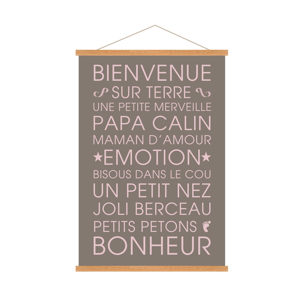 Affiche Kakemono Bienvenue en Toile Gris Affiche Kakemono Bienvenue en Toile Gris