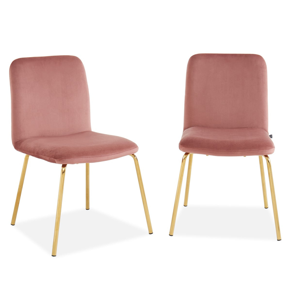 Lot de 2 chaises en velours rose piètement en métal doré