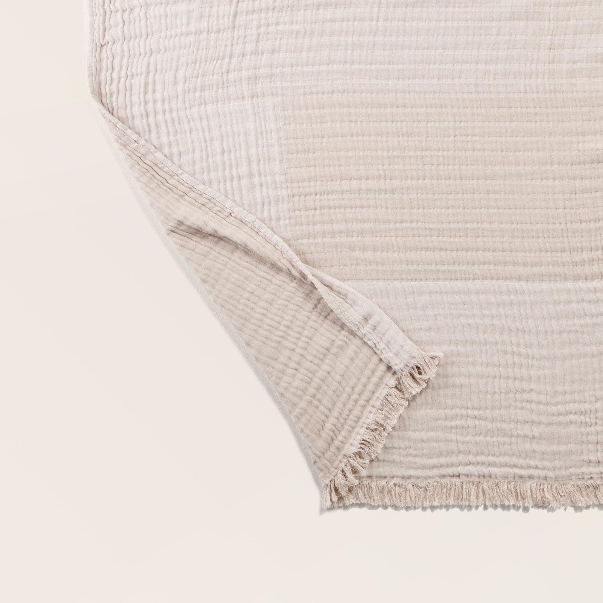 Plaid 180x280 cm Beige clair en Coton recyclé Plaid 180x280 cm Beige clair en Coton recyclé