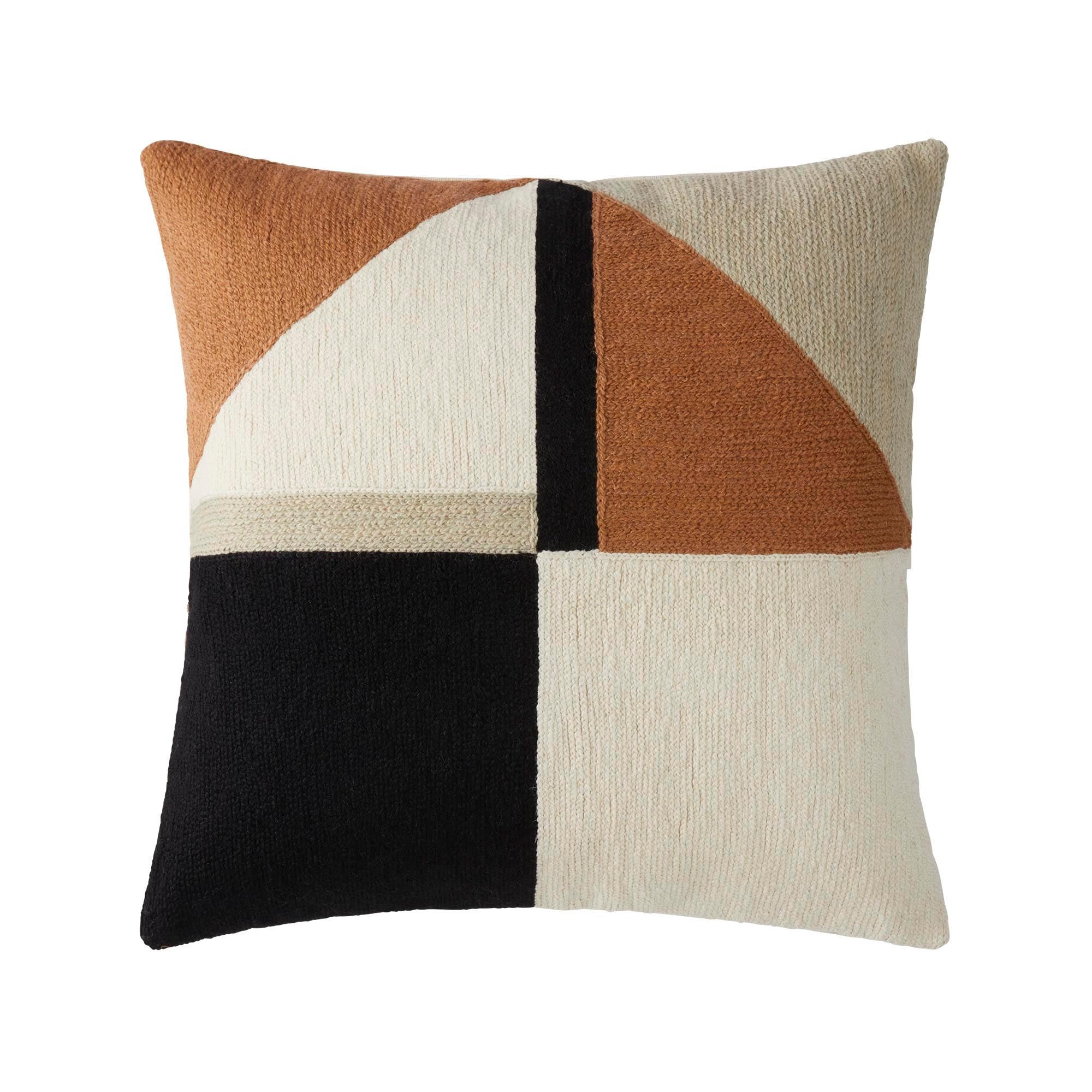 Housse de coussin en Laine Naturel et noir 40x40 cm
