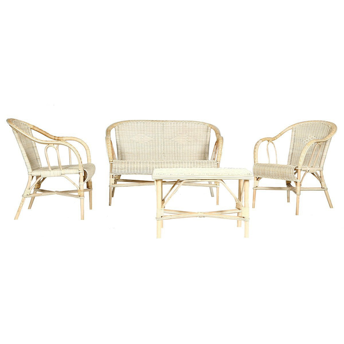 Ensemble en rotin 1 canapé 2 fauteuils et 1 table basse Ensemble en rotin 1 canapé 2 fauteuils et 1 table basse