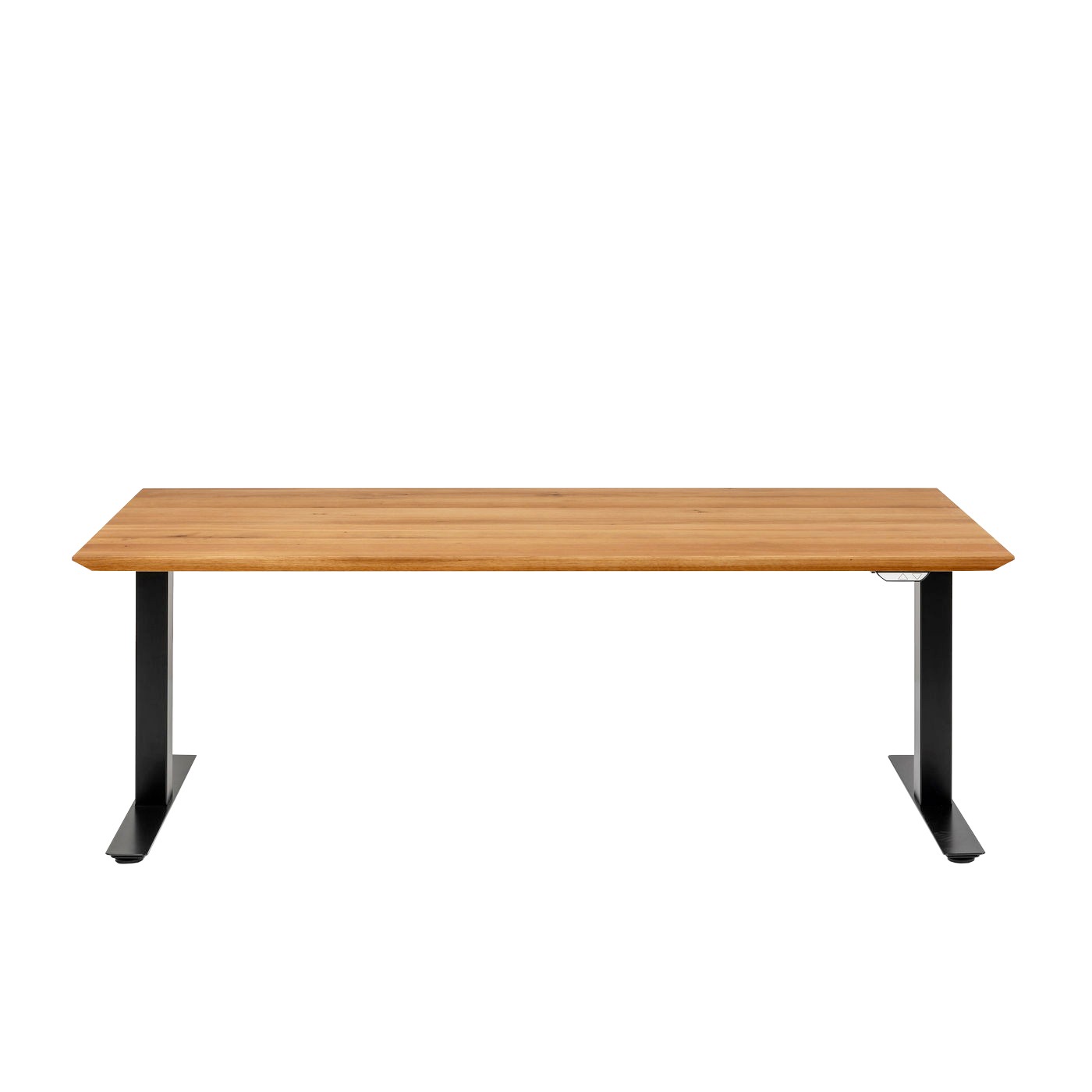 Bureau réglable assis-debout en chêne et acier noir L200