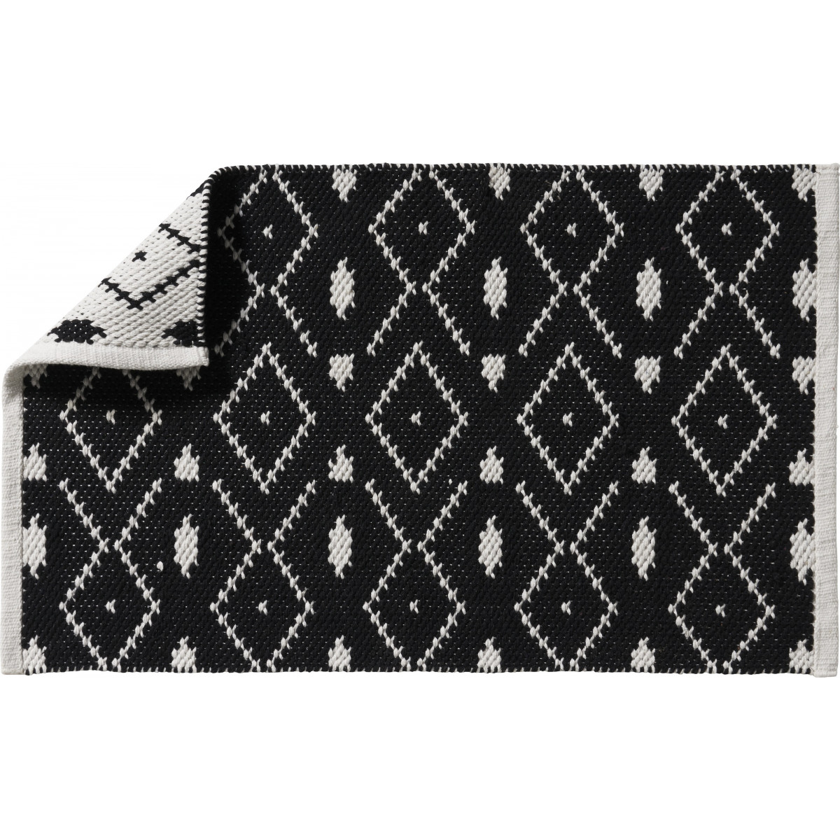 tapis de bain coton fantaisie noir et blanc 50x80cm
