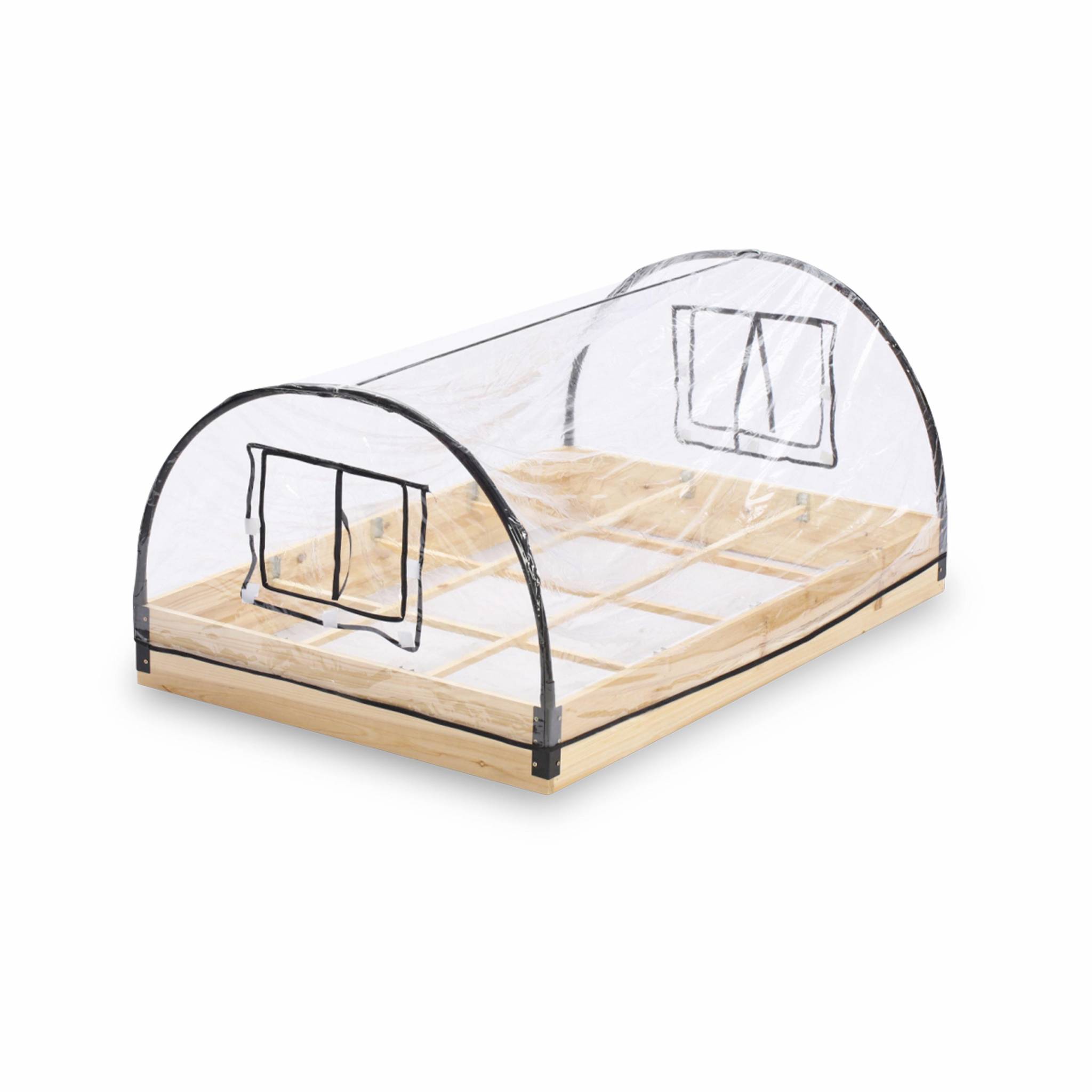 Mini serre de jardin 1m² avec base en bois et pvc Mini serre de jardin 1m² avec base en bois et pvc