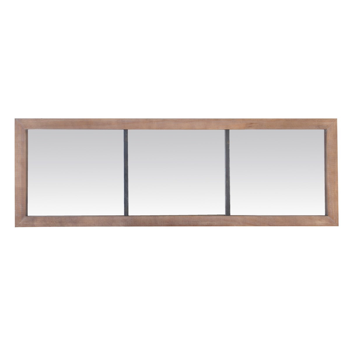 Miroir 3 bandes en métal et bois en Bois Marron Miroir 3 bandes en métal et bois en Bois Marron