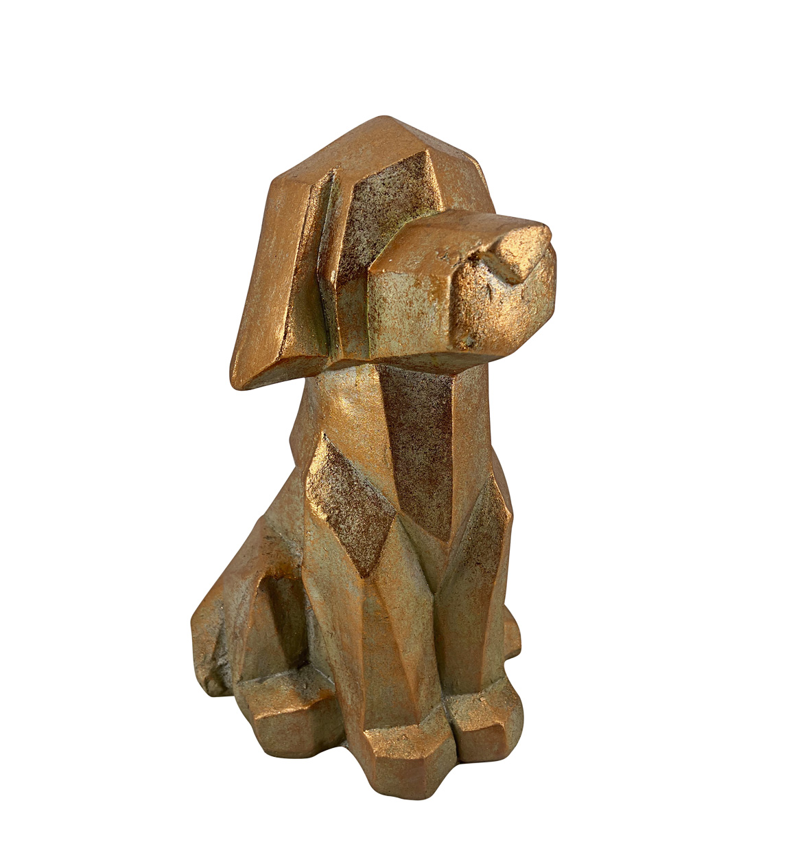 Statue chien en résine dorée Statue chien en résine dorée