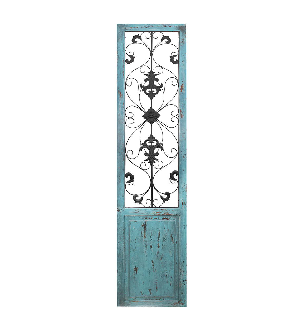 Panneau décoratif en métal et bois turquoise Panneau décoratif en métal et bois turquoise