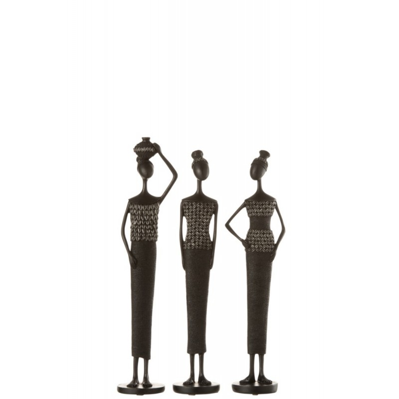 Figurine Africaine résine noire H43cm - Lot de 3 Figurine Africaine résine noire H43cm - Lot de 3
