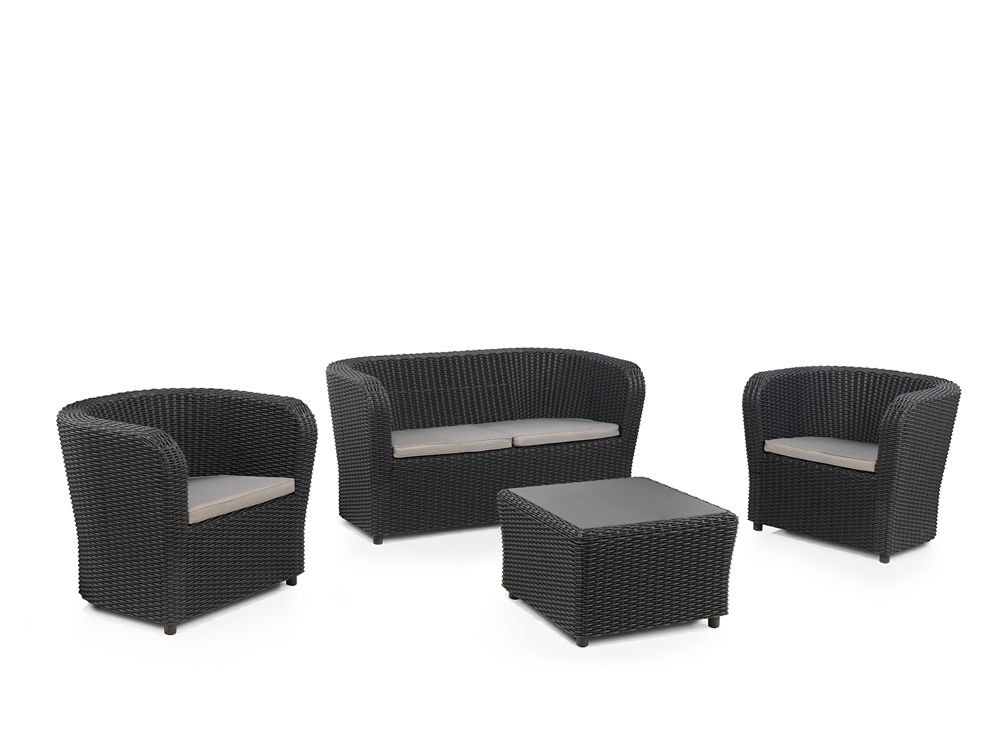 Salon de jardin 4 places en plastique recyclé anthracite Salon de jardin 4 places en plastique recyclé anthracite