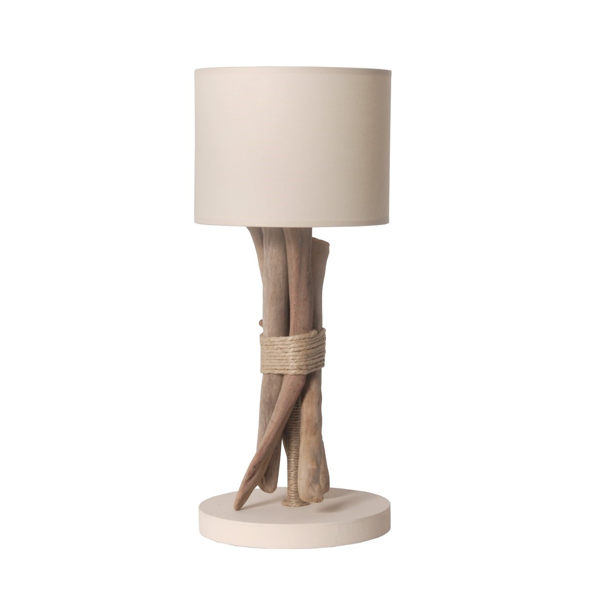 Lampe à poser en bois blanc cassé Lampe à poser en bois blanc cassé