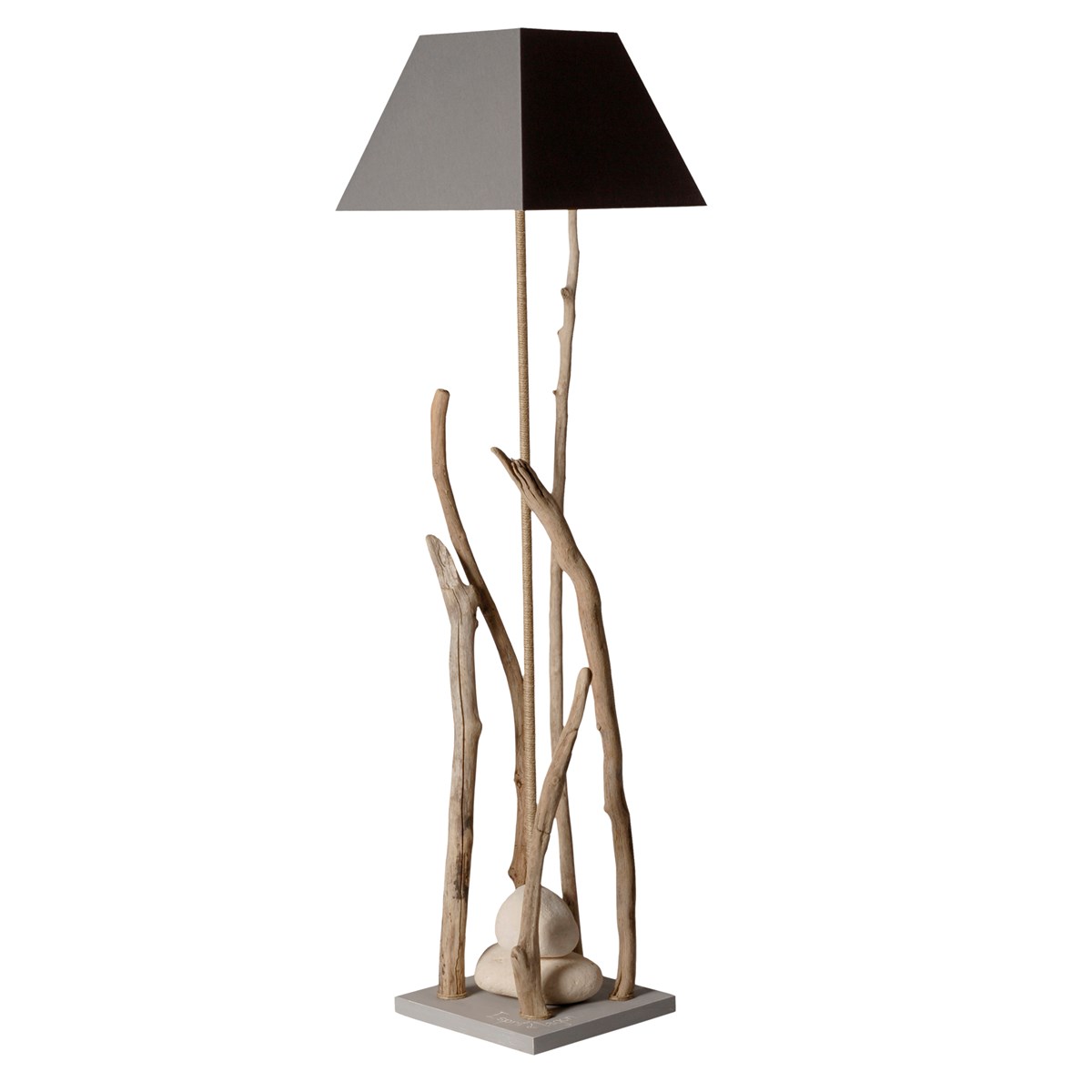 Lampadaire en bois gris