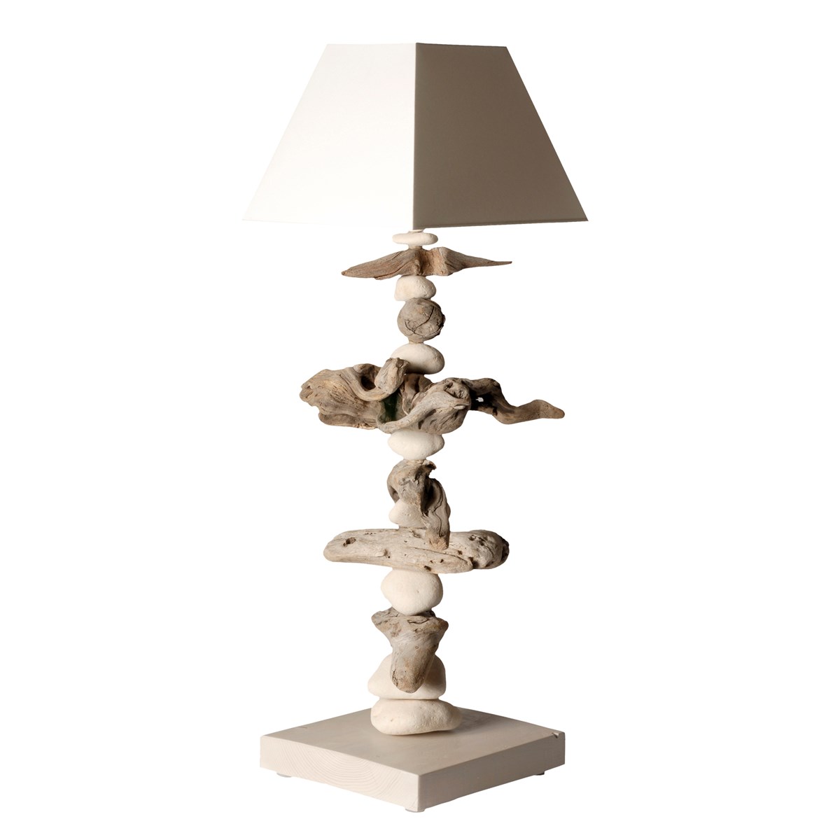 Lampe à poser en bois blanc cassé Lampe à poser en bois blanc cassé