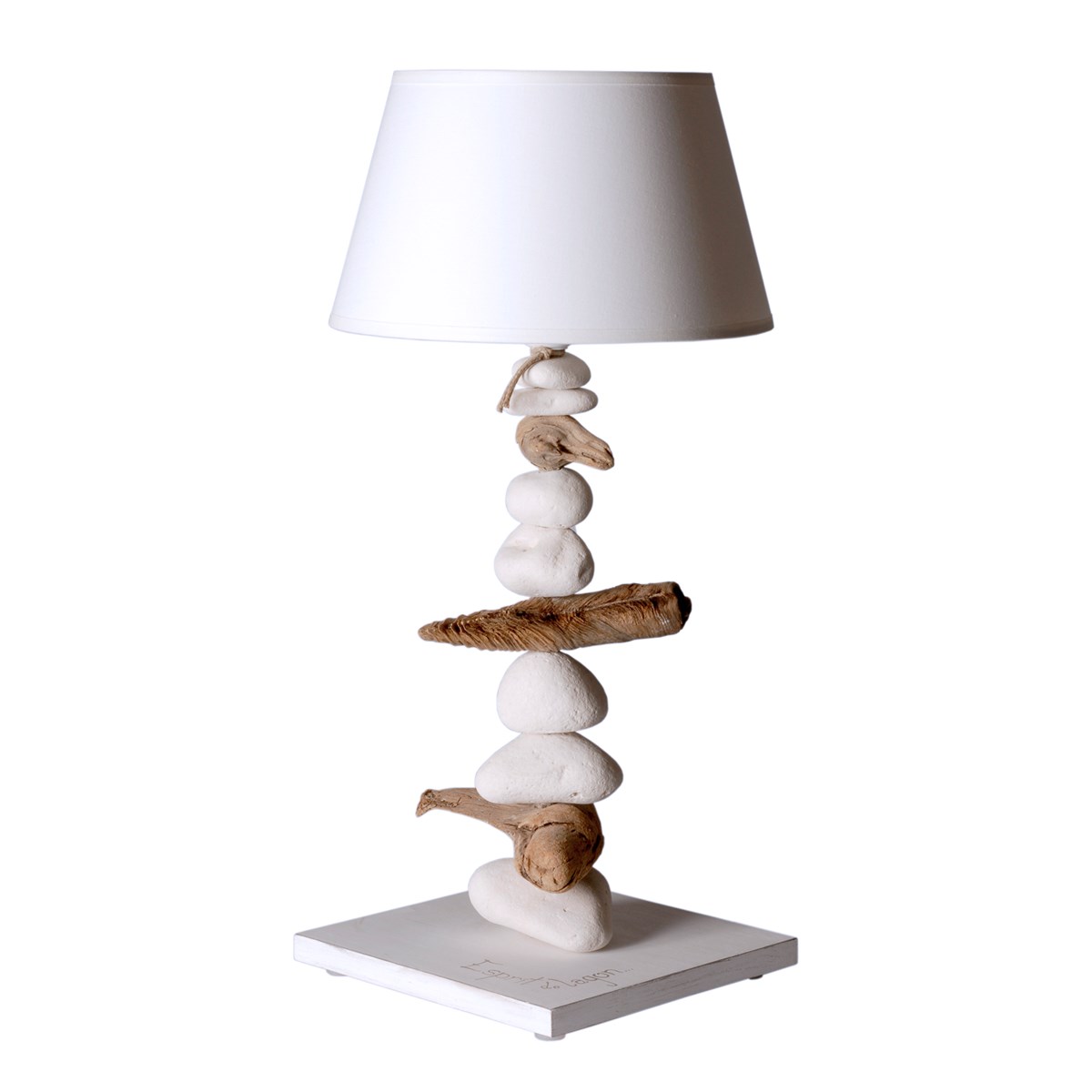 Lampe à poser en bois blanc Lampe à poser en bois blanc