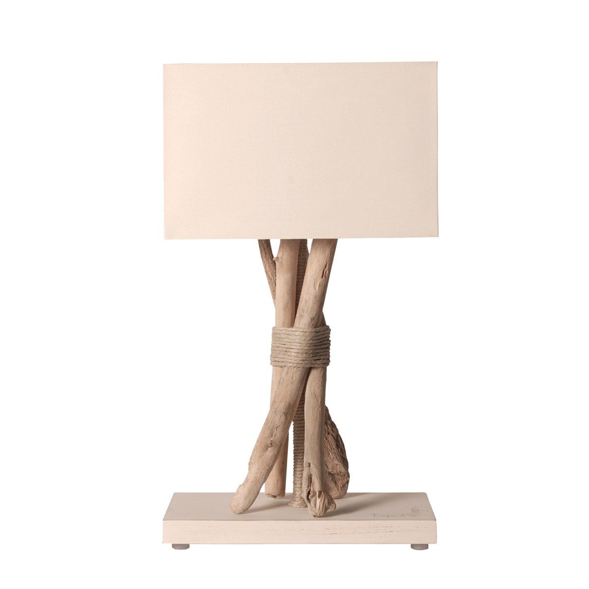 Lampe à poser en bois blanc cassé Lampe à poser en bois blanc cassé
