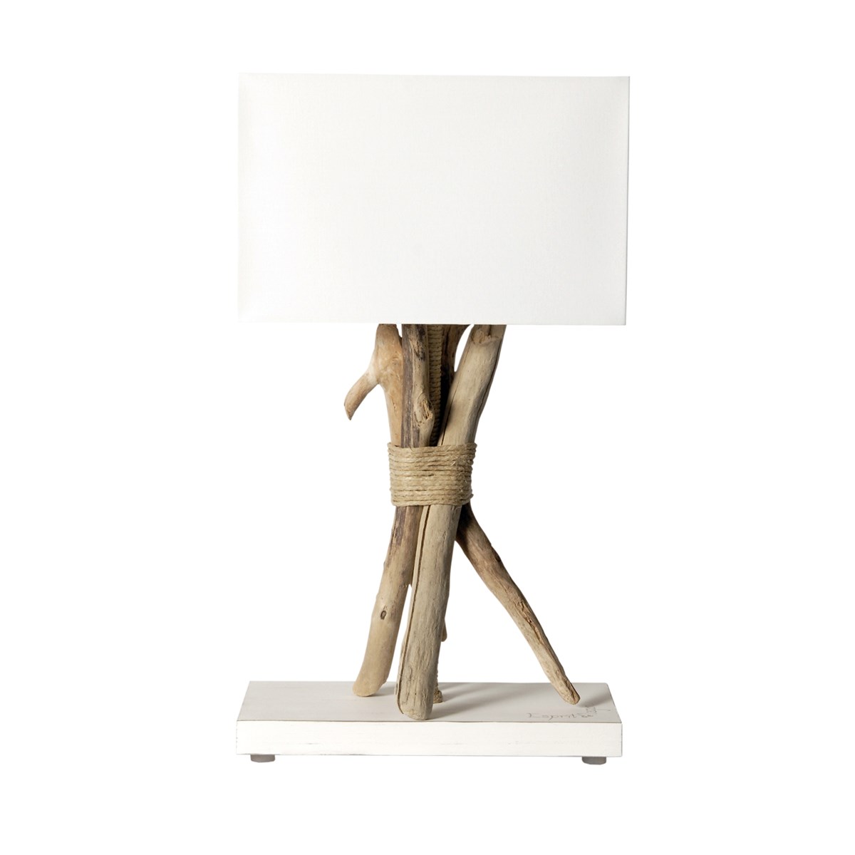 Lampe à poser en bois blanc Lampe à poser en bois blanc