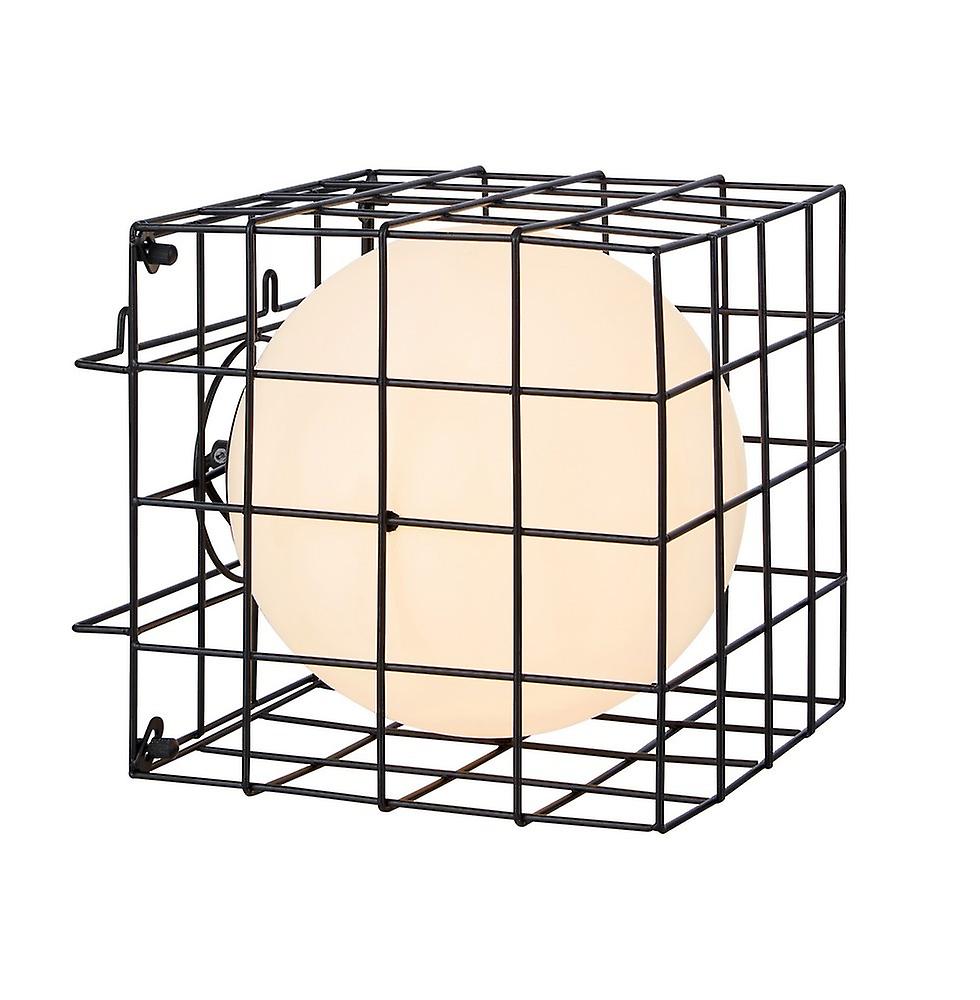 Lampe de table cage métal et globe verre