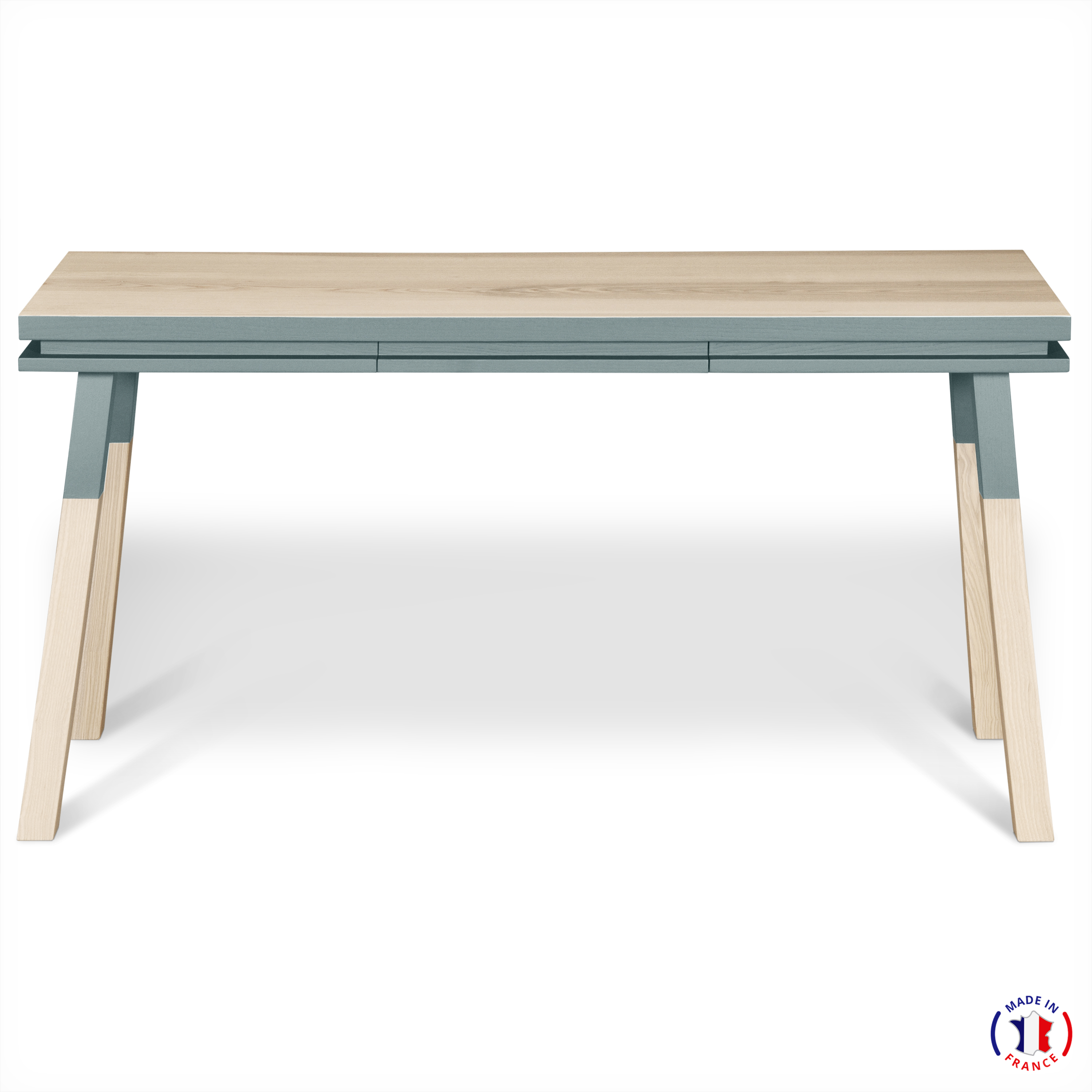 Bureau Console rectangulare, 100% frêne massif bleu gris lehon Bureau Console rectangulare, 100% frêne massif bleu gris lehon