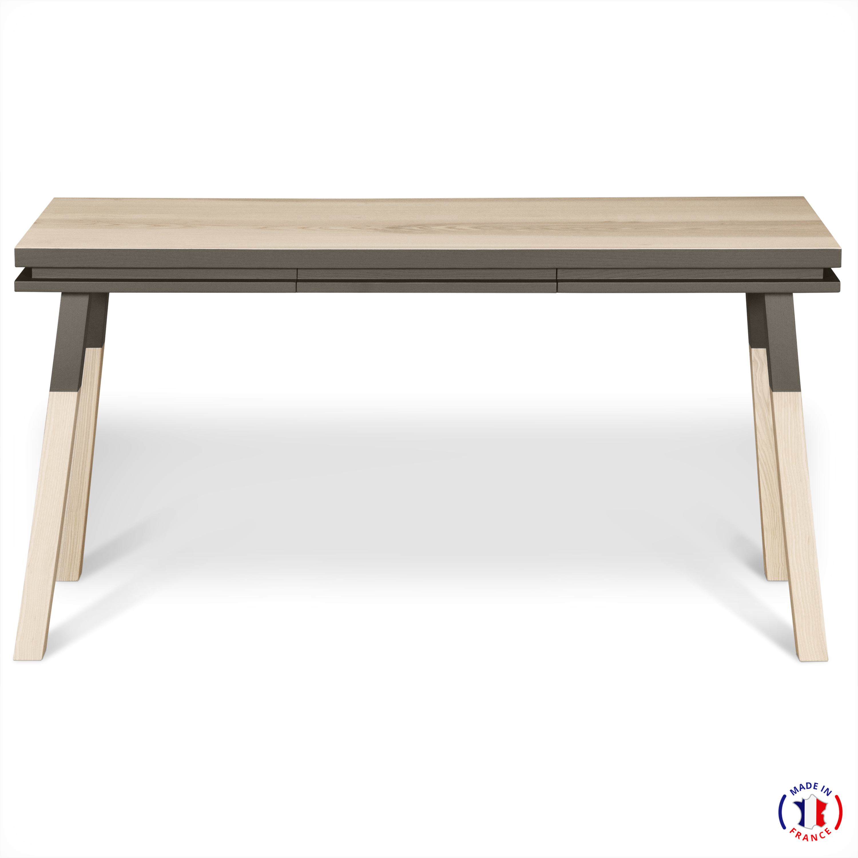 Bureau Console rectangulare, 100% frêne massif gris chocolat tanis Bureau Console rectangulare, 100% frêne massif gris chocolat tanis