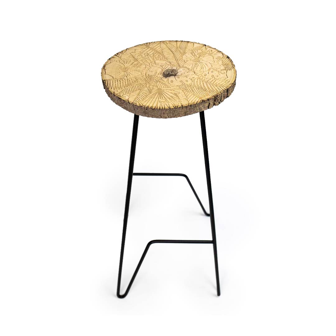 tabouret bar en bois rondin jungle h78 cm