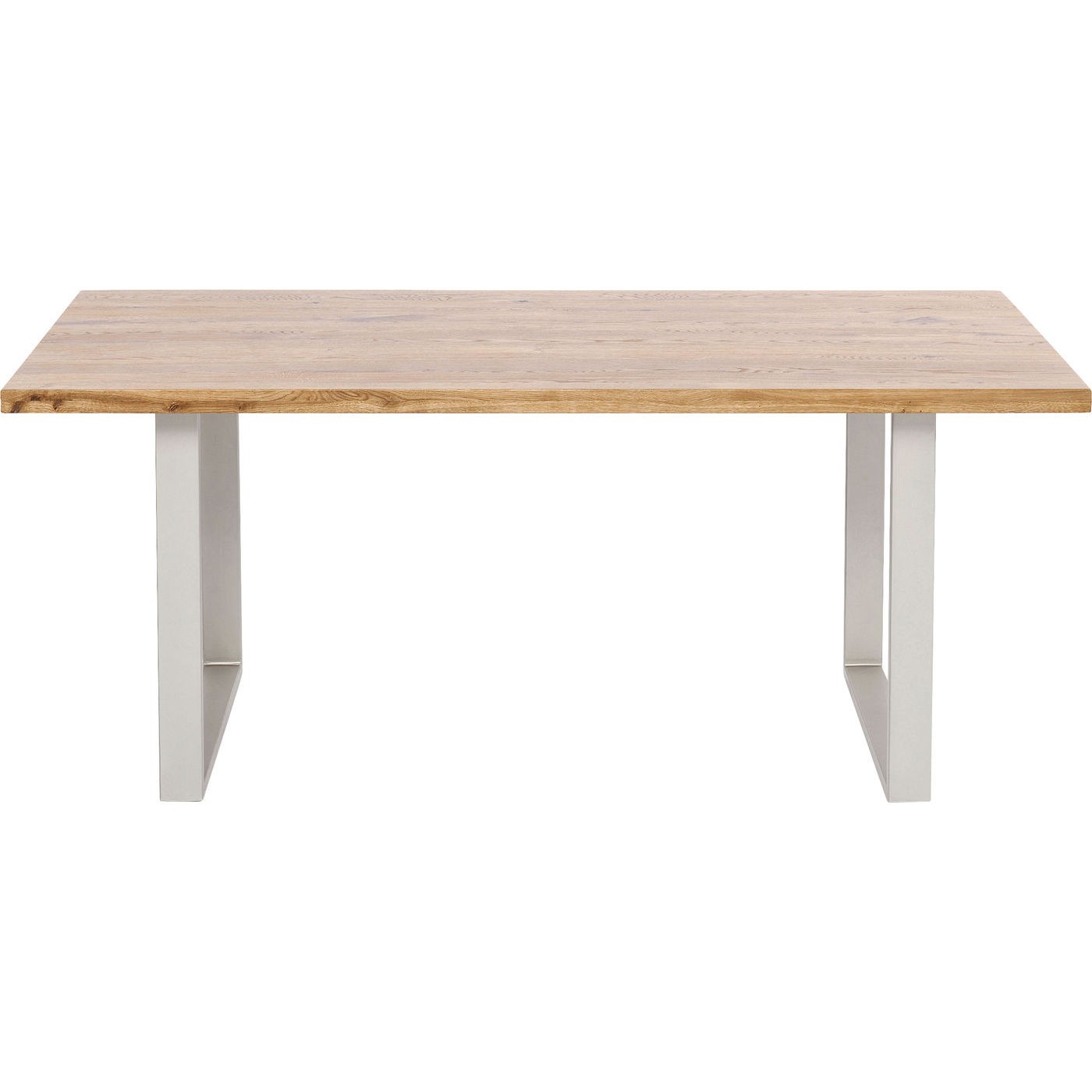Table à manger 6 personnes en chêne et acier argenté L160