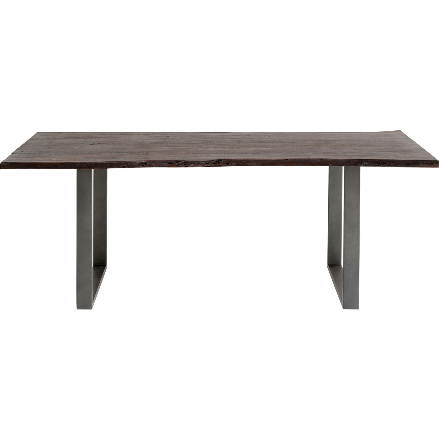 Table à manger 8 personnes en acacia brun brut et acier L180 Table à manger 8 personnes en acacia brun brut et acier L180