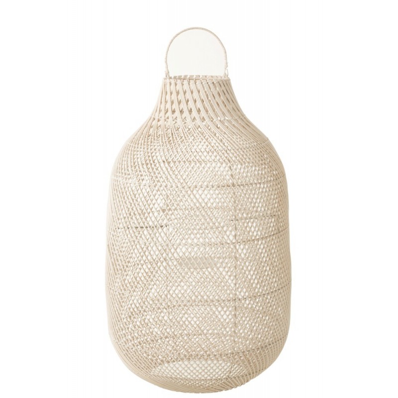 Lanterne cylindrique rotin blanc H78,5cm Lanterne cylindrique rotin blanc H78,5cm