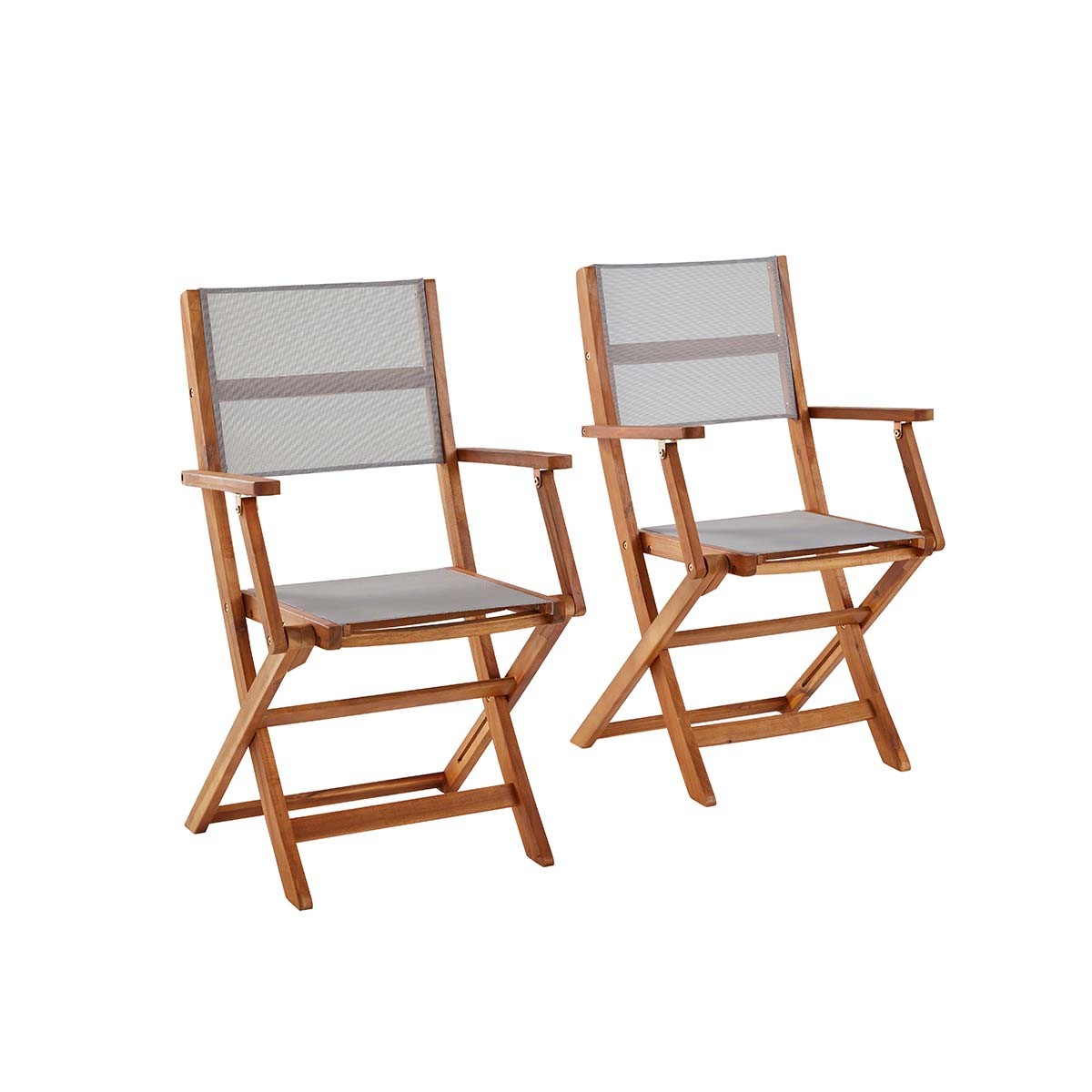 2 fauteuils acacia et textilène
