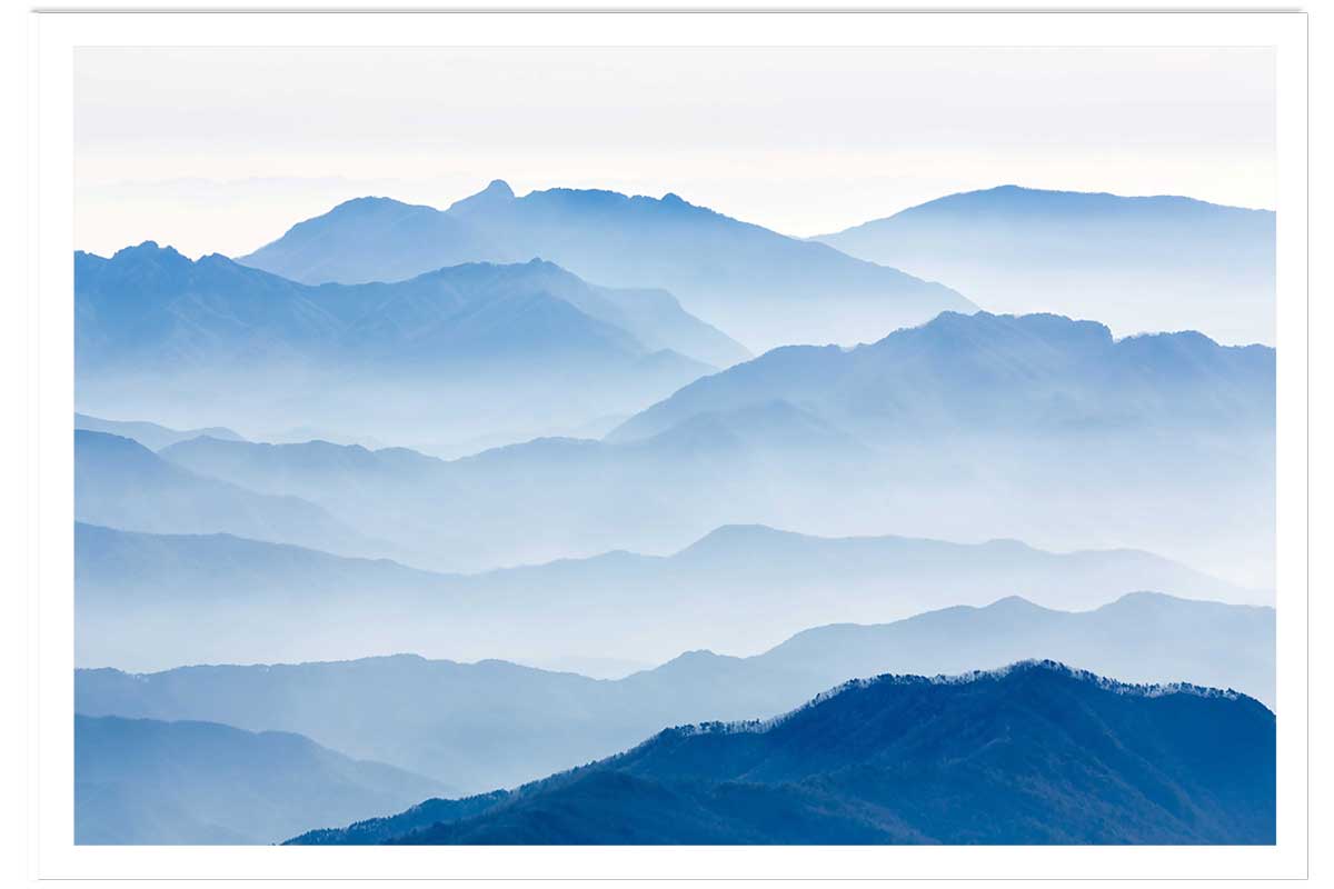 Affiche paysage montagnes bleues Affiche seule Affiche paysage montagnes bleues Affiche seule