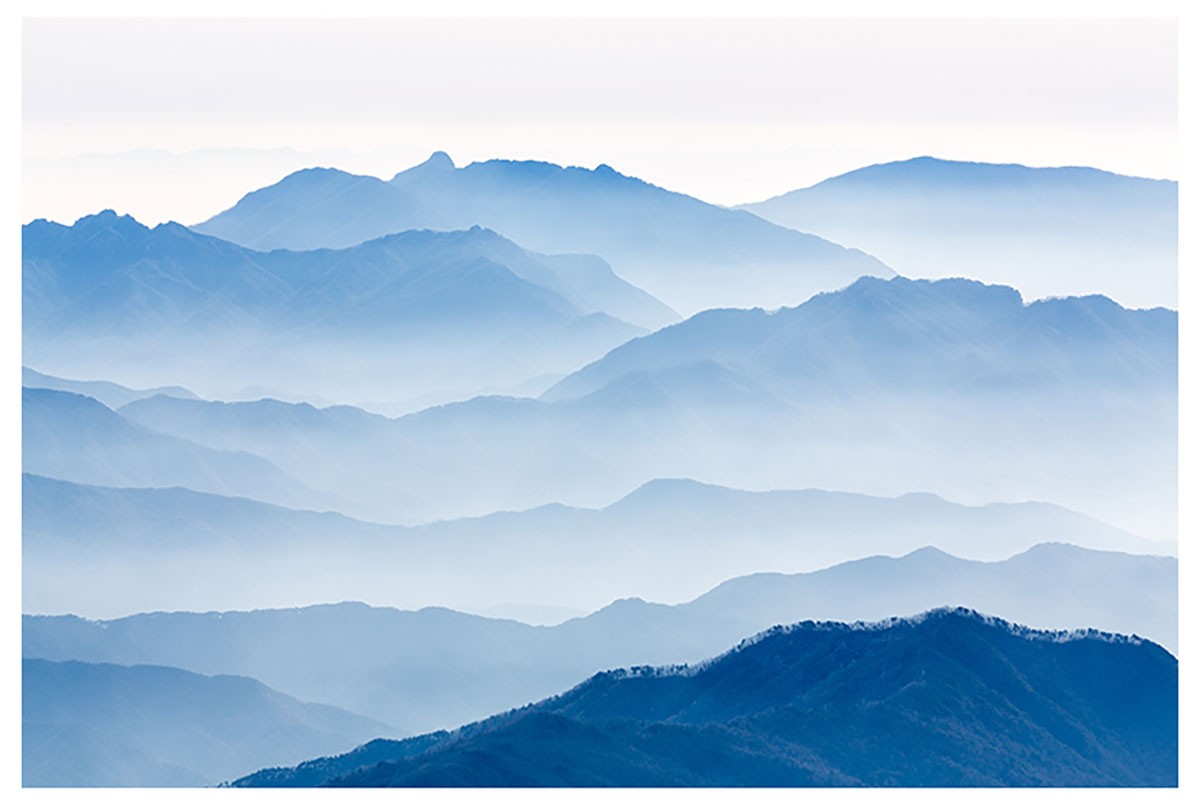 Affiche paysage montagnes bleues Affiche seule Affiche paysage montagnes bleues Affiche seule