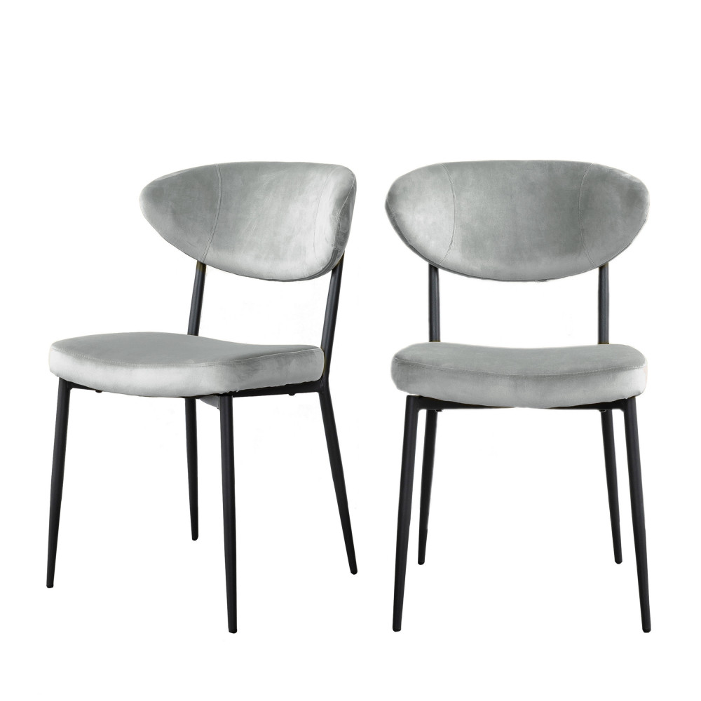 2 chaises en métal et velours gris clair 2 chaises en métal et velours gris clair