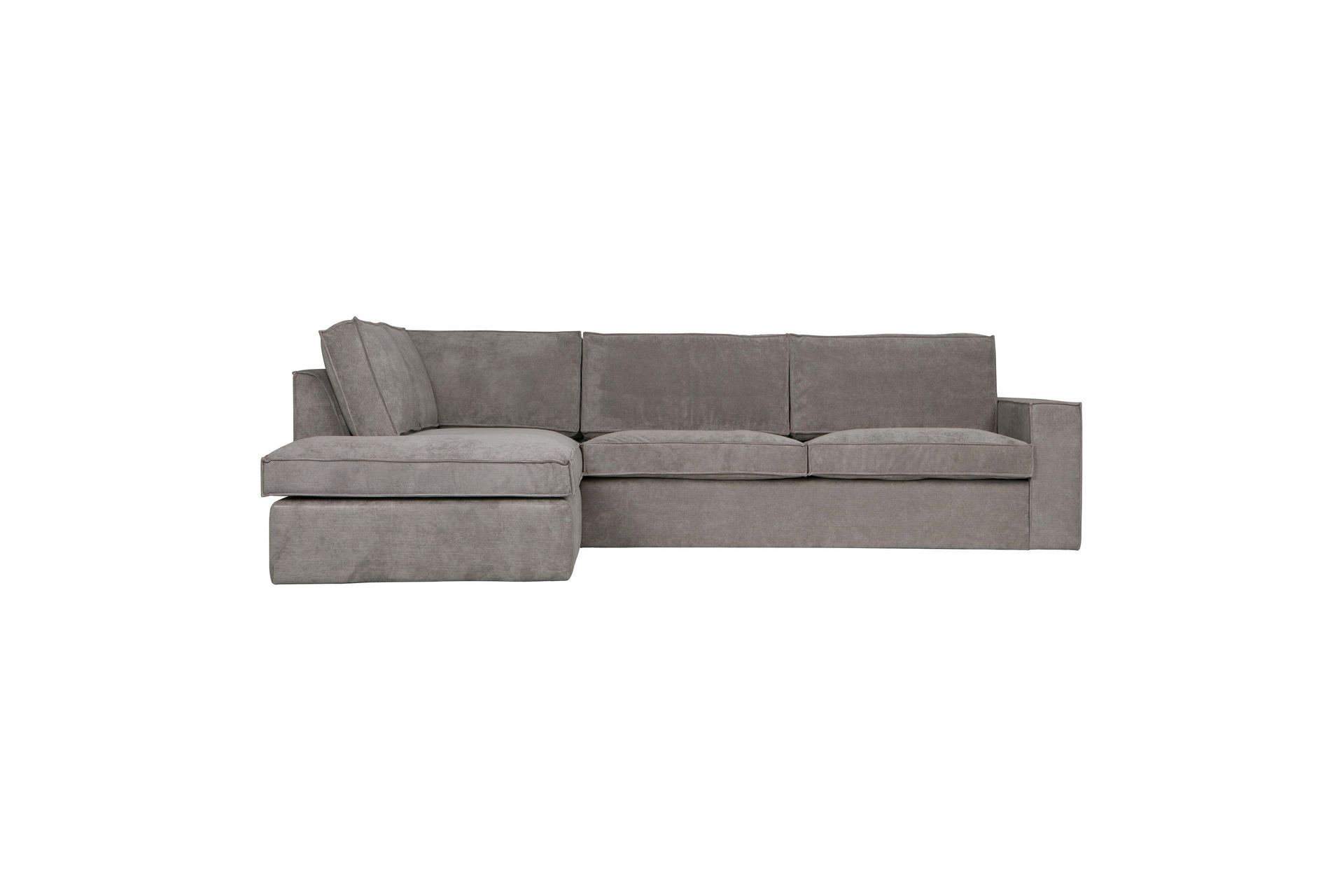 Canapé d'angle à gauche tissu côtelé gris 4 places