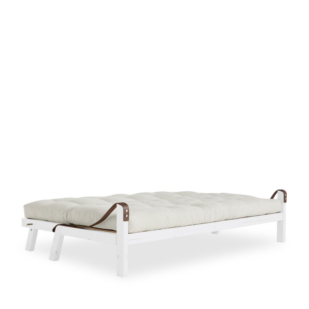 Canapé convertible en bois blanc et tissu ecru 2 places - Vue supplémentaire 1