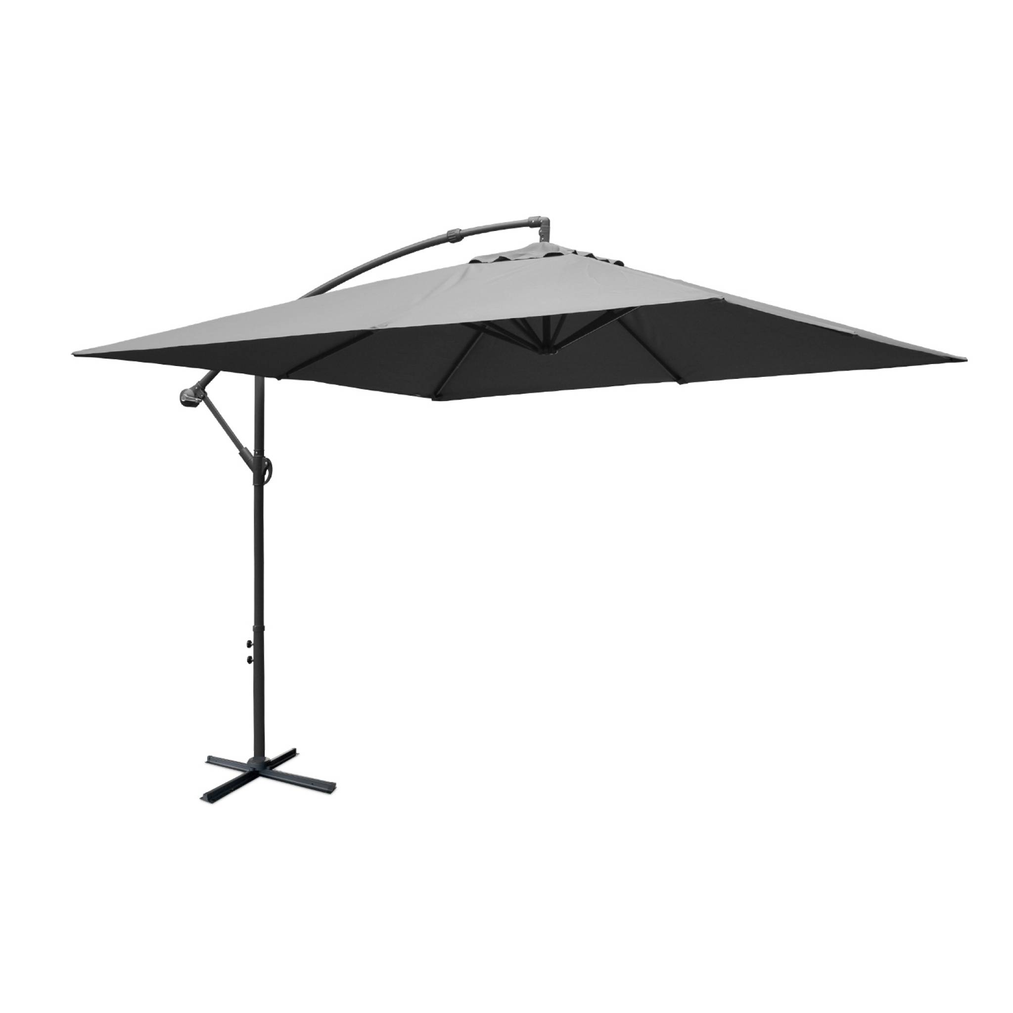 Parasol déporté carré 3x3m gris mat excentré