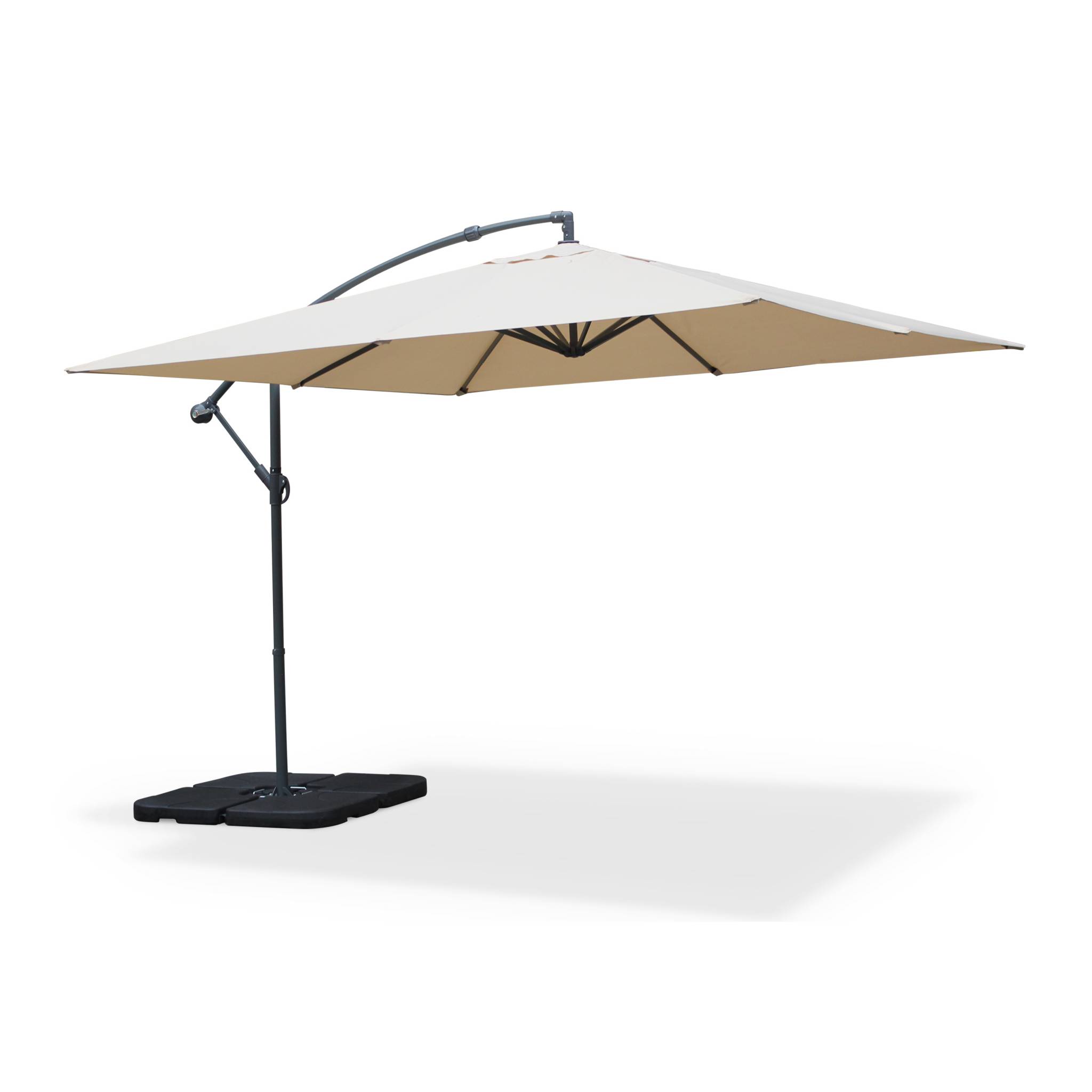 Parasol déporté carré 3x3m beige mat excentré