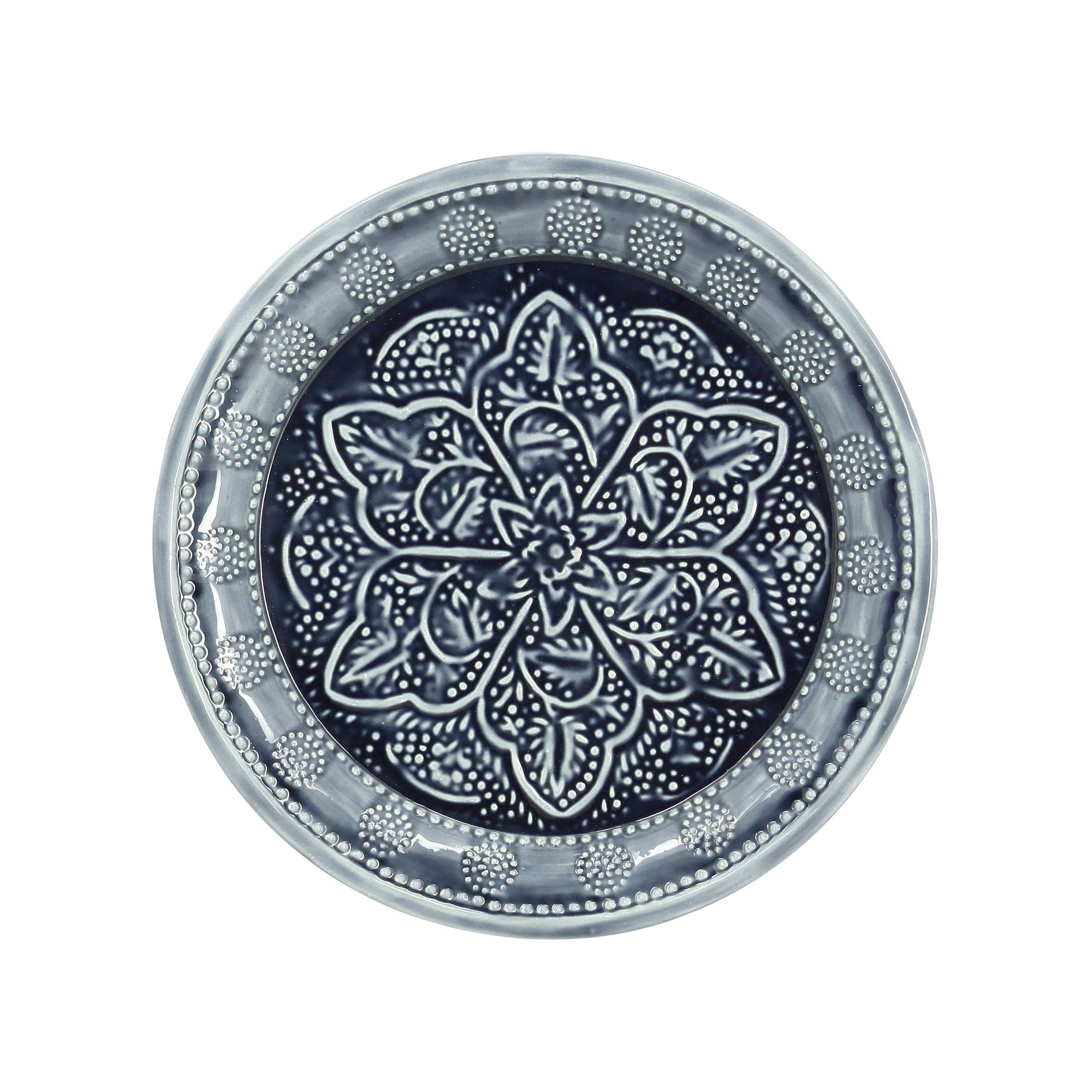 plateau en métal émaillé bleu-gris ø32,5cm