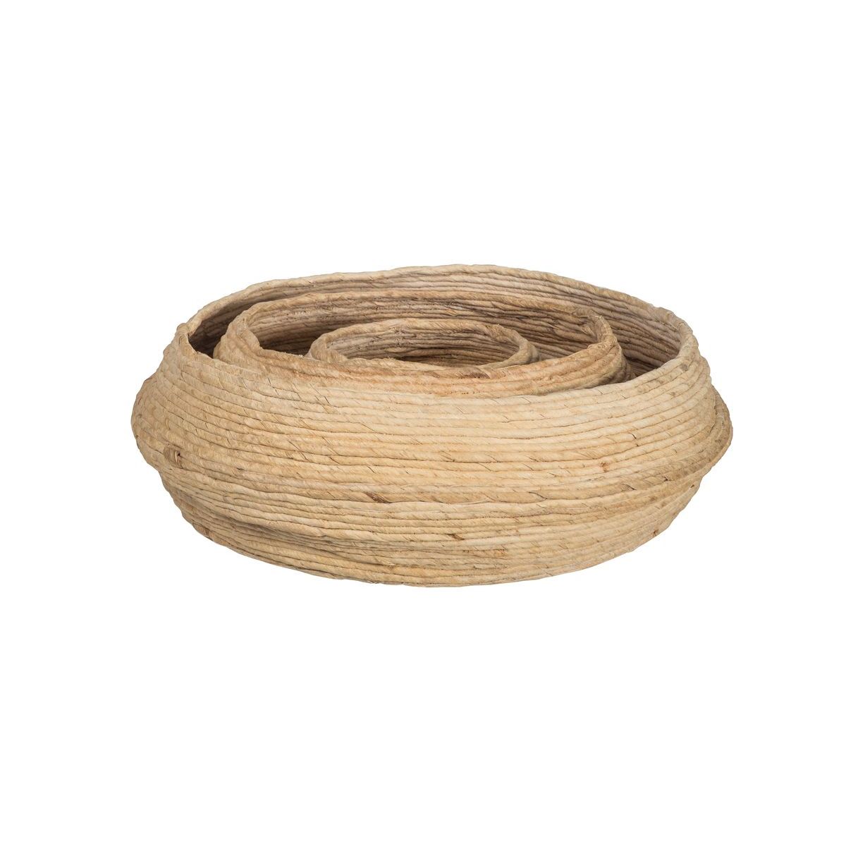 Lot de 3 paniers ronds en fibre d'abaca D30-42-55 Lot de 3 paniers ronds en fibre d'abaca D30-42-55