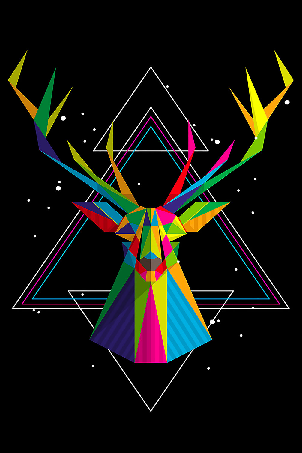 Tableau tête de cerf origami Toile imprimée