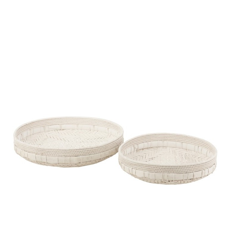 Plat rond rotin blanc 50cm - Lot de 2 Plat rond rotin blanc 50cm - Lot de 2