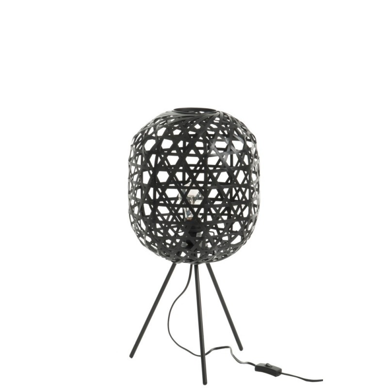 Lampe de bureau trépied bambou/métal noir H59,5cm Lampe de bureau trépied bambou/métal noir H59,5cm