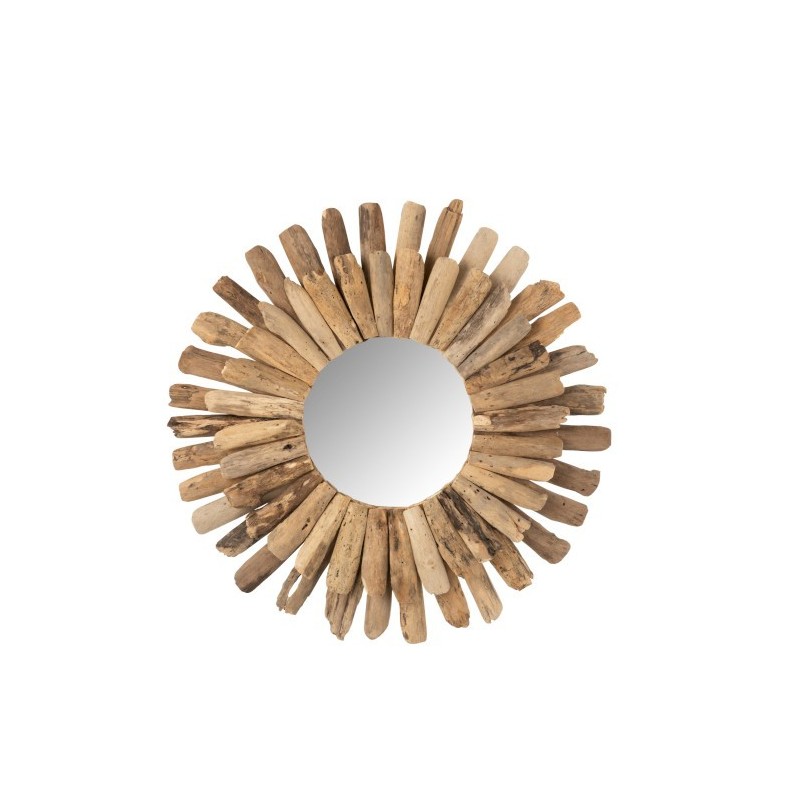 Miroir rond bois flotté naturel H70cm