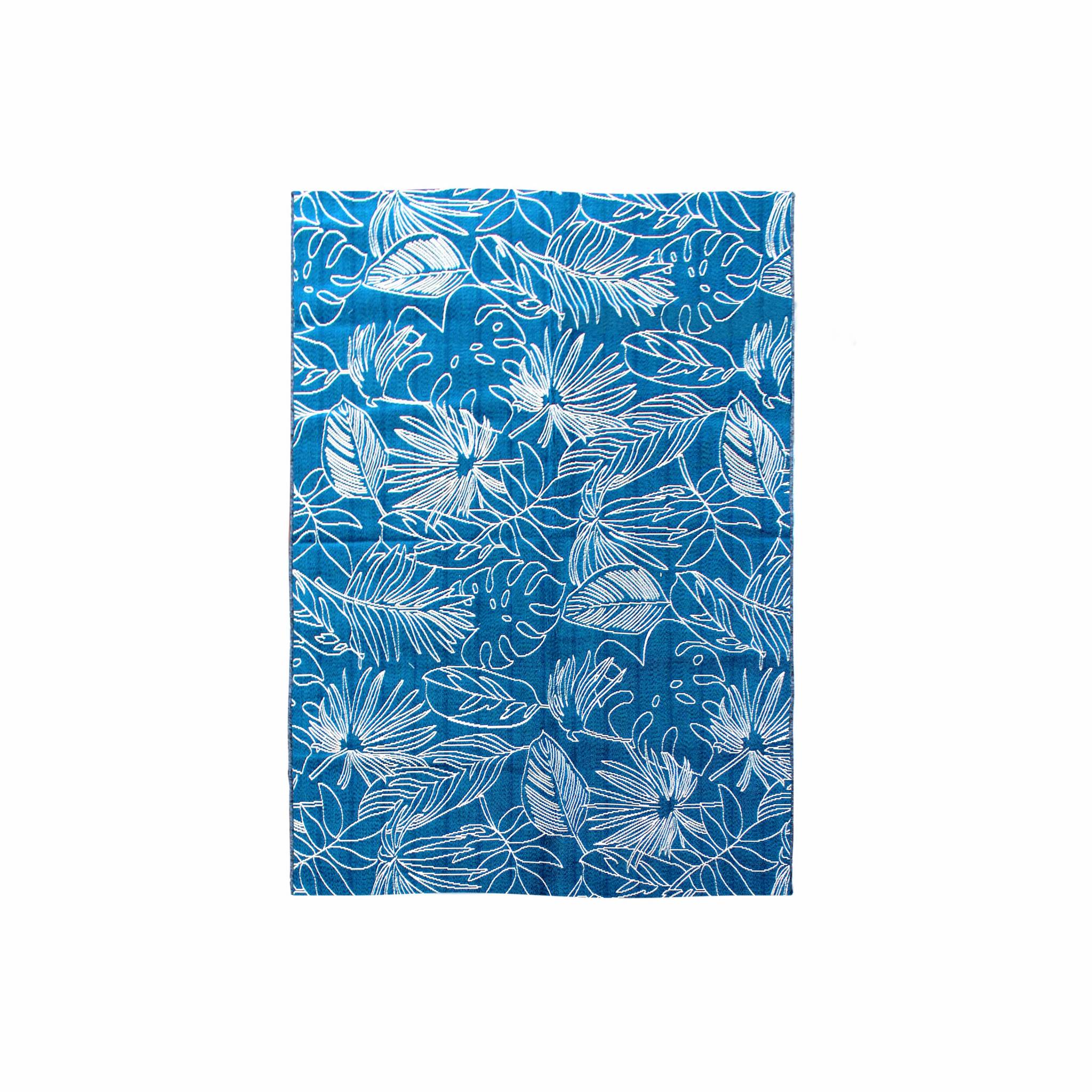 Tapis extérieur/intérieur 160 x 230 bleu canard avec motif exotique