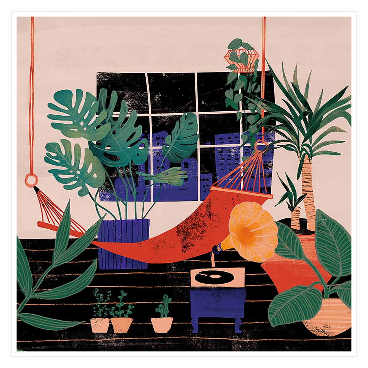Affiche illustration chill tropical 80x80cm Affiche illustration chill tropical 80x80cm