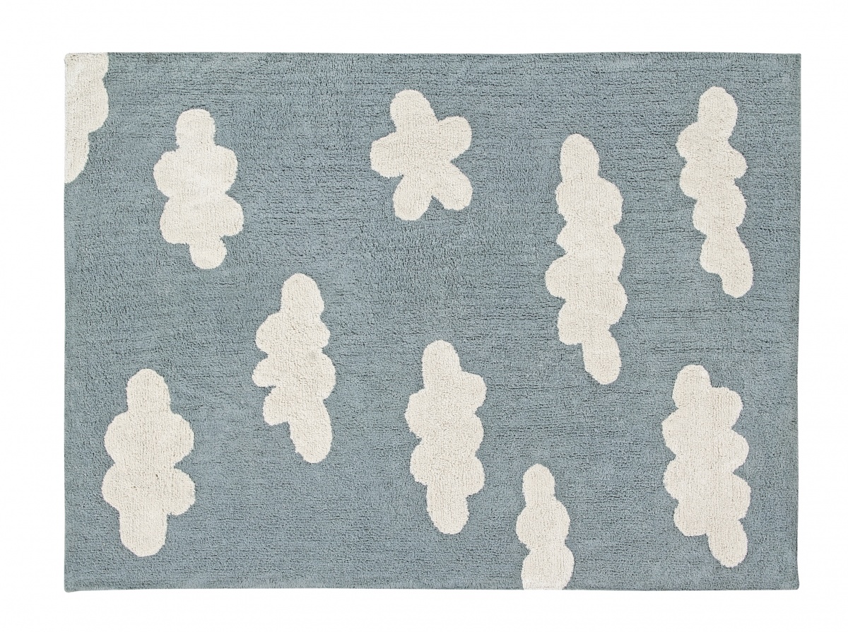 Tapis coton motif nuage bleu 120x160 Tapis coton motif nuage bleu 120x160