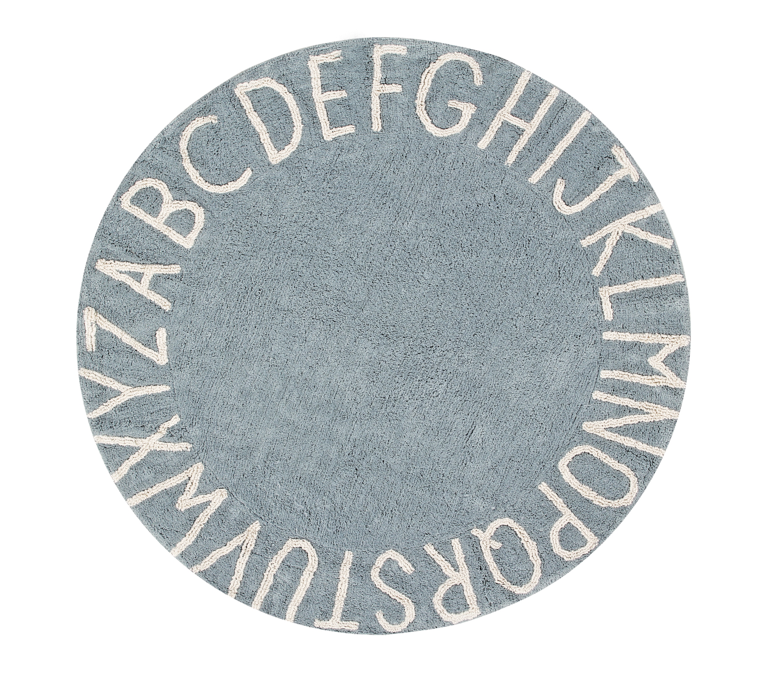Tapis coton motif alphabet bleu D150cm