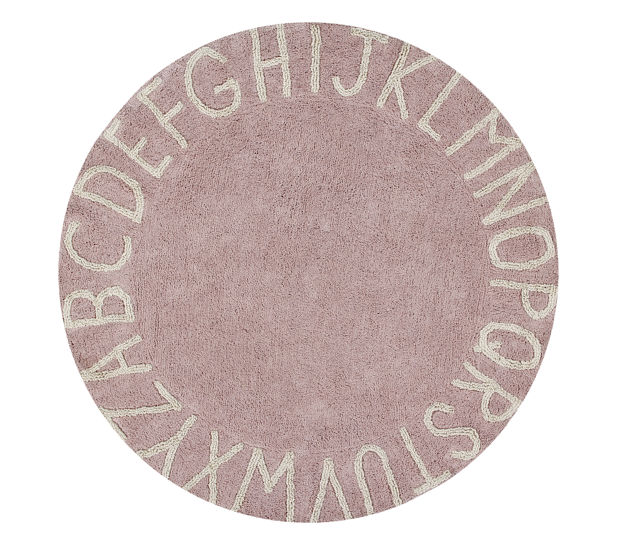 Tapis coton motif alphabet rose D150cm
